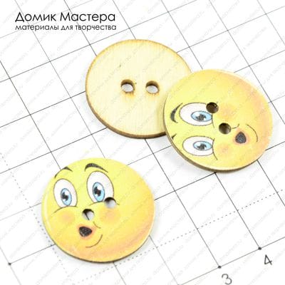 F-Pug-000056 - пуговица. дерево, печать на бумаге, 24мм