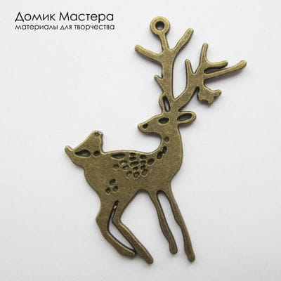 F-Pod-b-000188 - подвеска, "под бронзу", бижутерный сплав, олень, 60х50мм