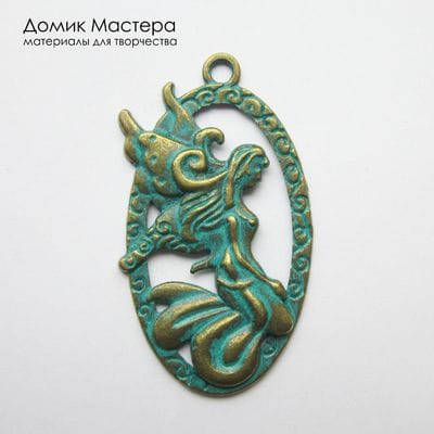 F-Pod-b-000189 - подвеска, "под бронзу", бижутерный сплав, фея, 46х27мм
