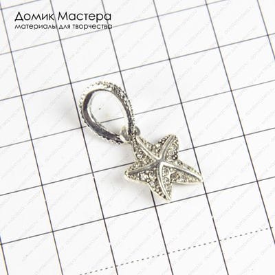 F-Pod-s-000351 - подвеска,  звезда, с бейлом, с фианитами,  размер звезды 19х13мм