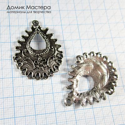 F-Pod-s-000357 - подвески, пара, бижутерный сплав "под серебро", 36х28мм