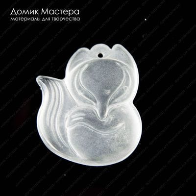F-Pod-ste-000015 - подвеска, стекло, резная, лисица, лиса,  41х36х12мм