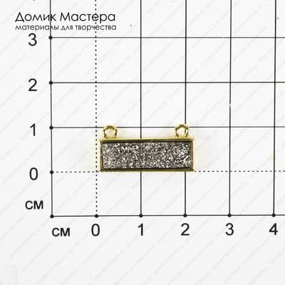 F-Pod-z-000042 - акрил (имитация кристаллов кварца), титановое напыление, оправа - латунь с покрытием "под золото", 21х10х3мм