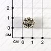 Bu-Met-000042 - Бусина - корона - синие стразы - под старинное серебро