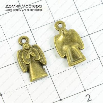 F-Pod-b-000131 - подвеска, ангел, под бронзу, 19х10мм