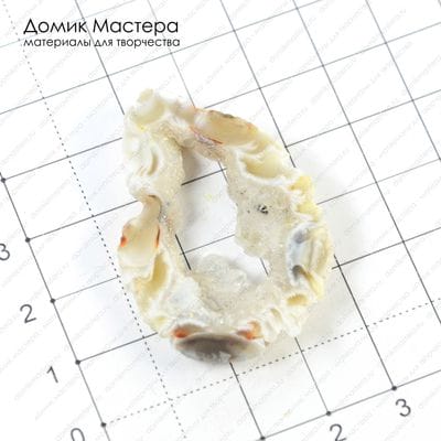 K-Bus-000492 - агатовая жеода с кварцевой друзой, бусина, 44х30х7мм