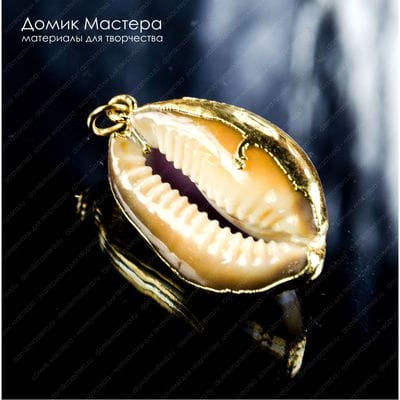 K-Kul-000750 - ракушка, подвеска, с частичным покрытием металлом, 31х19х15мм