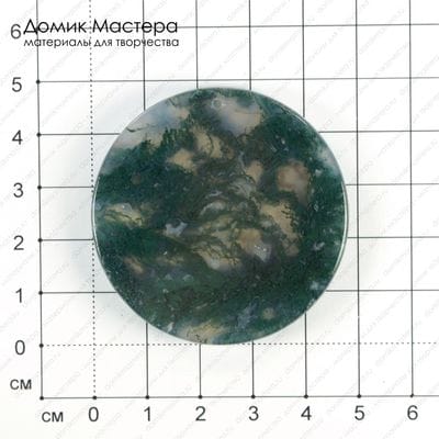 K-Kul-000619 - агат моховой индийский, подвеска, натуральный камень, полупрозрачный, форма - шайба, 49х5мм