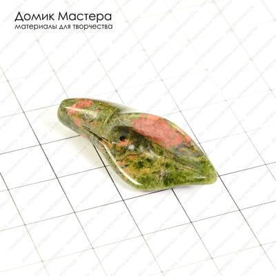 K-Bus-000528 - яшма (унакит), бусина, резной цветок, 35х15х11мм