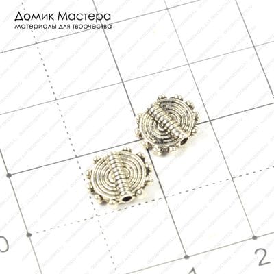 Bu-Met-000175 - бусина, под серебро, 8х10мм
