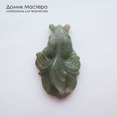 K-Kul-001162 - агат индийский, резная подвеска, рыбка, натуральный камень, месторождение - Индия, 50х29х11мм
