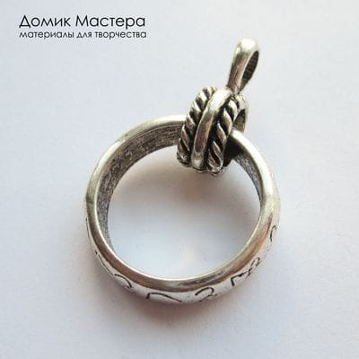 F-Pod-s-000362 - подвеска ,  бижутерный сплав, "под серебро", 38х25мм (кольцо d=25мм)