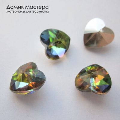 Dek-Str-000065 - подвеска, кристалл, стекло, напыление,  сердце, 14х14мм,  Чехия