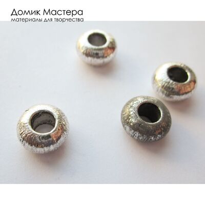 Bu-Met-000197 - бусина, бижутерный сплав, "под серебро", 10х10х6мм (отверстие 5мм)