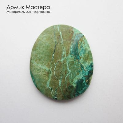 K-K-002366 - малахит (прожилки), кабошон, натуральный камень, месторождение - Россия, 37х31х5мм