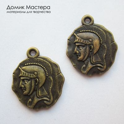 F-Pod-b-000191 - подвеска, двусторонняя, "под бронзу", бижутерный сплав, 24х20мм