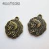 F-Pod-b-000191 - подвеска, двусторонняя, "под бронзу", бижутерный сплав, 24х20мм