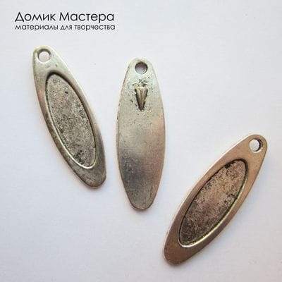 F-Pod-s-000363 - подвеска с площадкой,  бижутерный сплав, "под серебро", 42х13мм (отверстие 3мм)