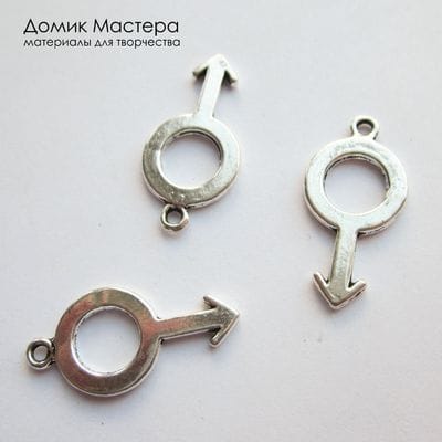 F-Pod-s-000361 - подвеска двусторонняя,  бижутерный сплав "под серебро", 25х12мм