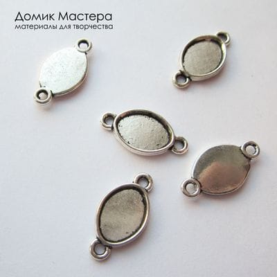 F-Kon-000111 - коннектор, "под серебро", бижутерный сплав, 20х10мм (площадка 11х8мм)