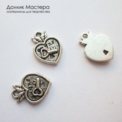F-Pod-s-000364 - подвеска,  бижутерный сплав, "под серебро", 17х13мм