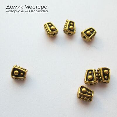 Bu-Met-000196 - бусина, бижутерный сплав, "под золото", 6х5мм