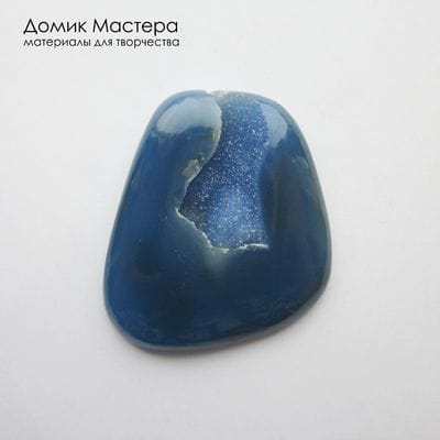 K-K-002352 - агат, кабошон, жеода с друзами, натуральный камень, тонирован, месторождение - Индия, 43х38х6мм