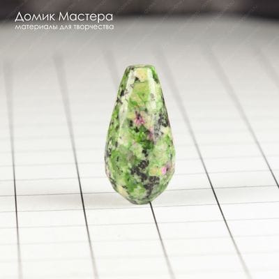K-Bus-000848 - цоизит, бусина, граненая капля, тонирована, 21х11мм