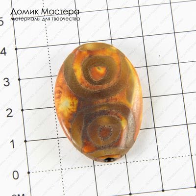  K-Bus-000860 - агат, тонирован, 4 глаза, двусторонняя, бусина, 38х27х5мм, форма-легкий винт