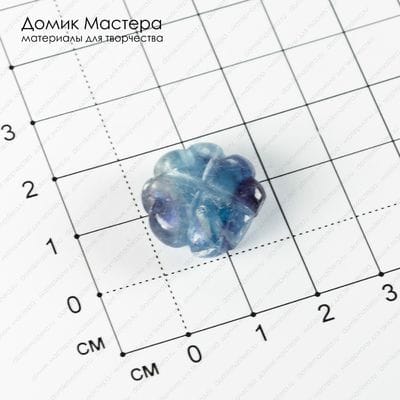 K-Bus-000919 - флюорит, бусина, резная, натуральный камень, Африка, 17х17х6мм