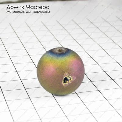 K-Bus-000955 - агат, бусина, титановое напыление, натуральный камень, микродруза, d=19мм