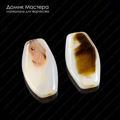 K-Bus-001002 - агат, пара бусин, натуральный камень, 31х18х8мм