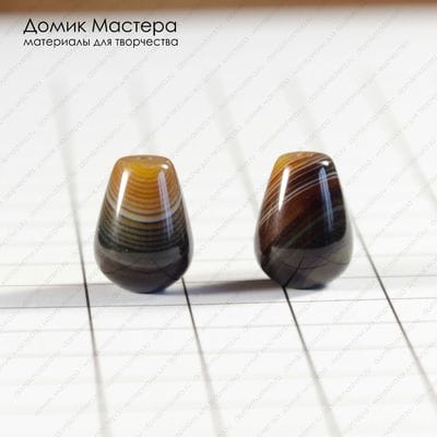 K-Bus-001013 - агат, пара бусин, натуральный камень, 18х10мм