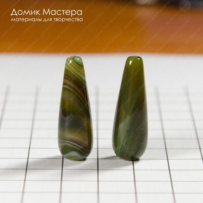 K-Bus-001026 - агат, пара бусин,  тонирован, натуральный камень, 30х10мм