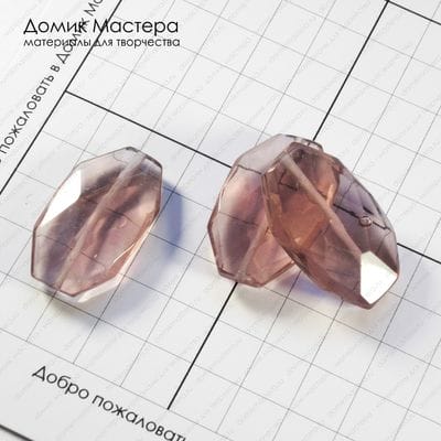 K-Bus-001044 - комплект бусин граненых, стекло, прозрачные, лилового цвета, 33х20х8мм