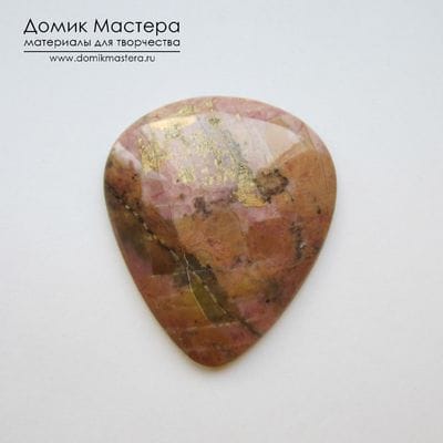 K-K-000050 - родонит (Урал) - кабошон - 45х39х7мм