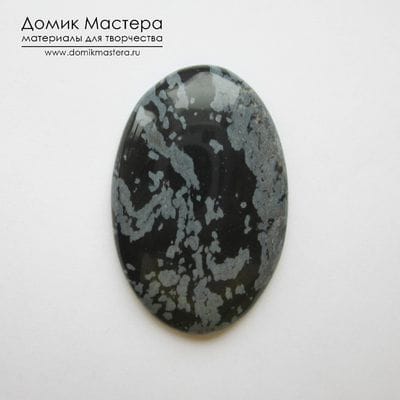 K-K-000382 - обсидиан снежный, кабошон, 26х40х4мм