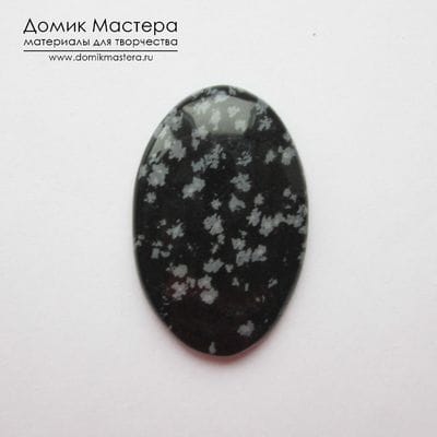 K-K-000419 - обсидиан снежный, кабошон, 34х22х5мм