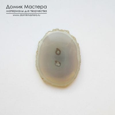K-K-000549 - агат серый, кабошон, края неотшлифованы,  39х30х5мм