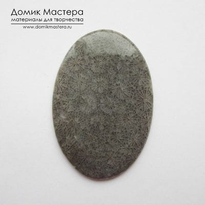 K-K-000590 - коралл черный, кабошон, 50х34х3мм