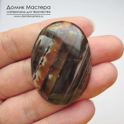 K-K-000810 - агат, оникс, кабошон, 40х29х5мм