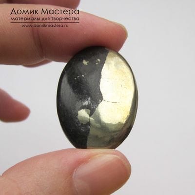 K-K-000837 - пирит, кабошон, 33х23х3мм