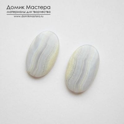 K-K-000848 - сапфирин (голубой агат), пара кабошонов, 21х13х3мм