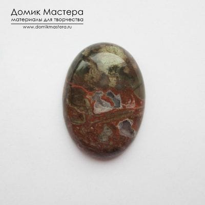 K-K-001223 - яшма брекчиевая, кабошон, 35х25х6мм
