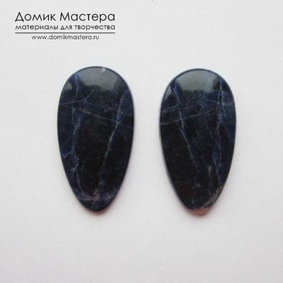 K-K-001301 - содалит, пара кабошонов, Бразилия, 35х19х5мм