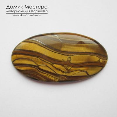 K-K-001310 - тигровый глаз, кабошон,  Африка, 64х33х6.5мм