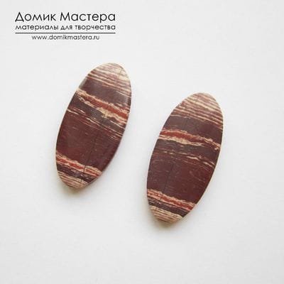 K-K-001604 - яшма, пара кабошонов, натуральный камень, 29х13х4мм