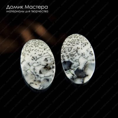 K-K-001741 - пара агатов (опал) моховых, кабошоны, Турция, натуральный камень, 22х15х3мм