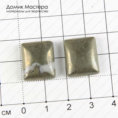 K-K-001743 - пирит, пара кабошонов, натуральный камень, 18х15х5мм