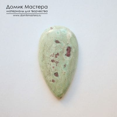 K-K-001774 - фуксит с рубином (поделочного качества), кабошон, натуральный камень, 42х23х6мм